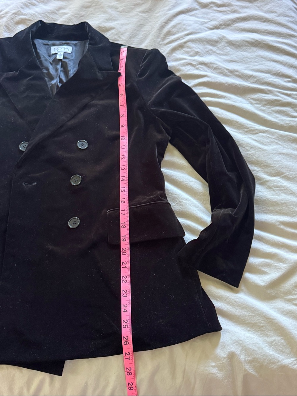 sofia by sofia vergara Black Velvet Double-Breasted Blazer - Picture 5 of 6